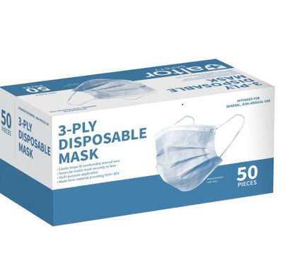 3 Ply Mask for indoor and outdoor use - 50 count