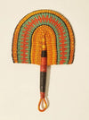 Handmade Woven Fan- Yellow, Aqua &amp; Orange