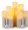 Flameless Candles Set of 9 Ivory Dripless Real Wax Pillars