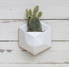 White Geometric Ceramic Wall Hanging Planter